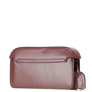 Gucci Bag Wine Clutch Ladylock Leather Red Silver